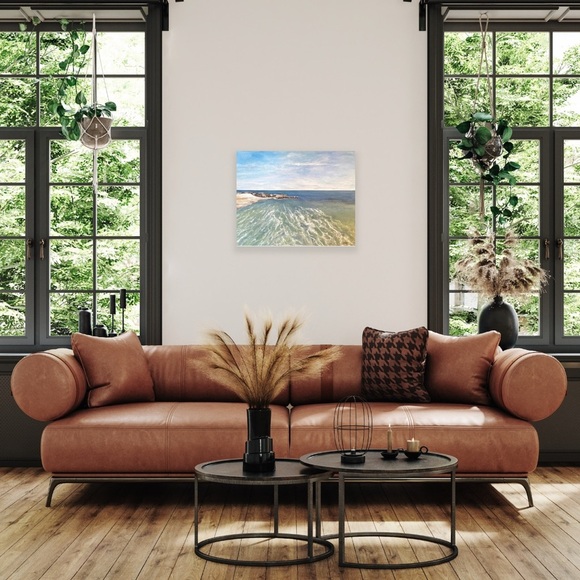 "Rippling Waters of Hartwell Beach" Hand Painted in Acrylic on a 22 X 27 Canvas - Picture 5 of 6